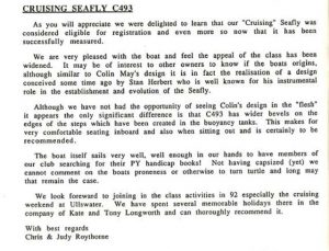Letter about C493 conversion, Winter 92